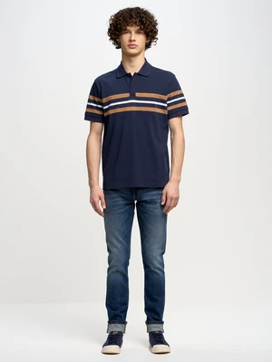 Big Star Man's Polo T-shirt 152246-403 Navy Blue