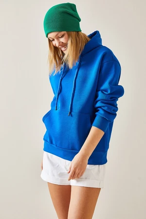 XHAN Blue Kangaroo Pocket & Hoodie Sweatshirt