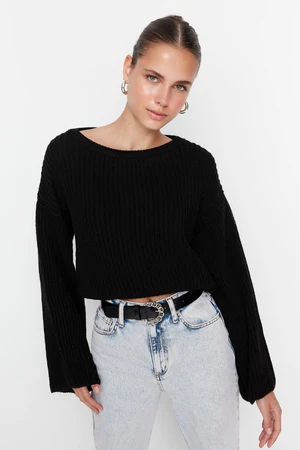 Trendyol Black Crop and Spanish Sleeves Knitwear Sweater