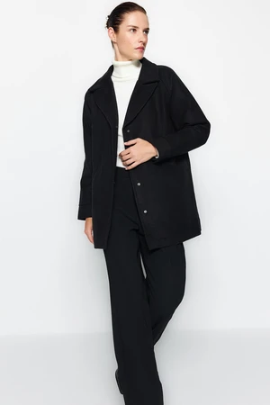 Trendyol Black Oversize Wide Cut Stamped Coat