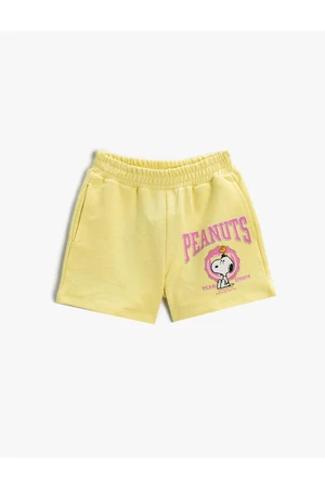 Koton Snoopy Printed Shorts Licensed Elastic Waist Cotton.