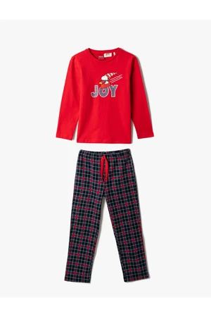 Koton Winter Pajamas Set Snoopy Printed Licensed 2-Piece