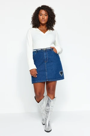 Trendyol Curve Blue Window/Cut Out Detailed Denim Skirt