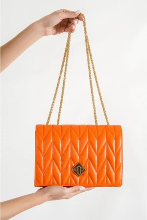 Capone Outfitters Capone Leeds Women's Chain Strap Quilted Skin Orange Shoulder Bag