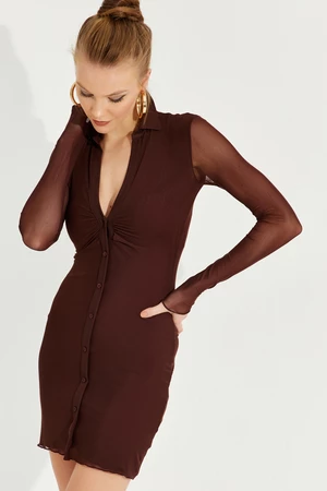 Cool & Sexy Women's Brown Tulle Mini Dress