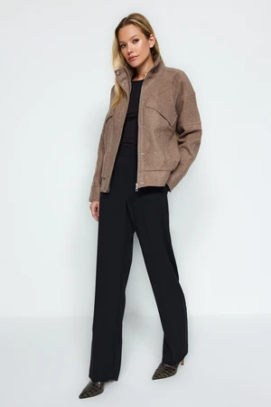 Trendyol Mink Oversize Stamped Bomber Coat