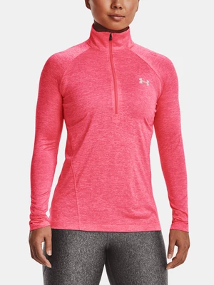 Under Armour Tech 1/2 Zip Pink Sports T-Shirt - Twist