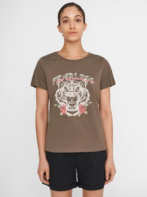 Khaki T-shirt with print Noisy May Nate - Women