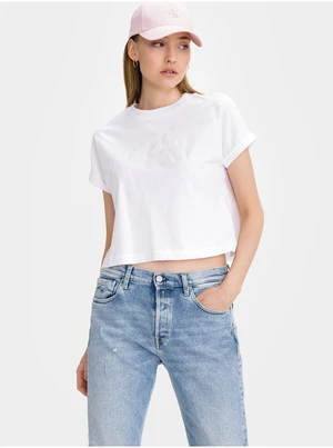 White Women's Shortened Loose T-Shirt Calvin Klein Jeans - Women