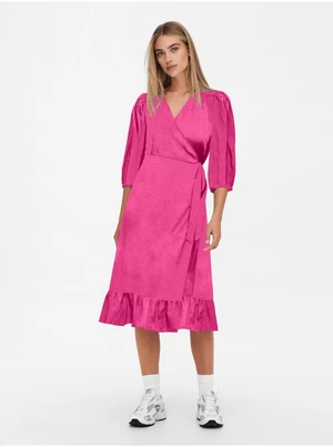 Dark pink ladies satin wrap midishats ONLY Olivia - Ladies