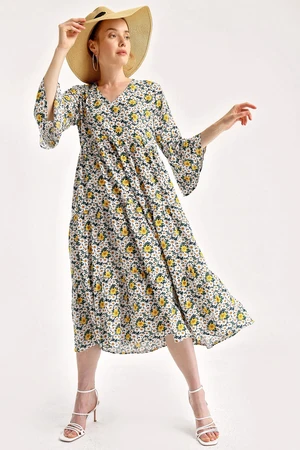 Bigdart 1959 Patterned Viscose Dress - Yellow