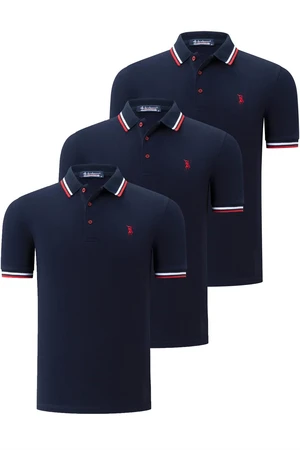 TRIPLE SET T8594 DEWBERRY MEN'S T-SHIRT-NAVY-NAVY-NAVY BLUE