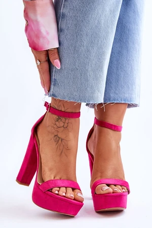 Comfortable Suede High Heel Fuchsia Essence