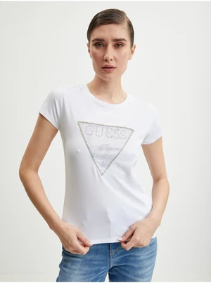 White Women's T-Shirt Guess Crystal - Women