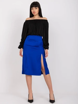 Cobalt pencil skirt RUE PARIS with high waist