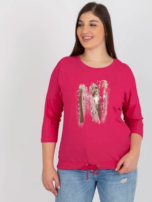 Fuchsia women's blouse plus size with print