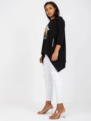 A black blouse in a larger size with pockets