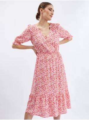 Orange-pink women's floral dress ORSAY