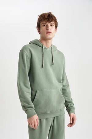 DEFACTO Regular Fit Hooded Washed Faded Effect Kangaroo Pocket Sweatshirt