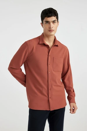 DEFACTO Regular Fit Polo Neck Crinkle Long Sleeve Shirt