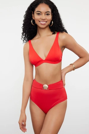 Trendyol Red Belt Premium Accessory High Waist Regular Bikini Bottom