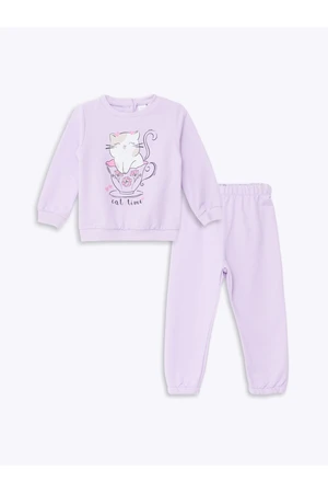 LC Waikiki Crew Neck Long Sleeve Baby Girl Sweatshirt and Tracksuit Bottom 2-Piece Set