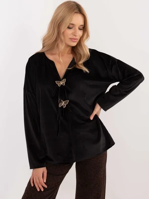 Black velour blouse large size