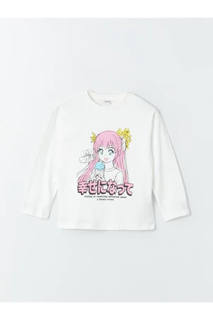 LC Waikiki Crew Neck Printed Long Sleeve Girls' T-Shirt