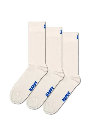 Ponožky Happy Socks Solid 3-pak biela farba