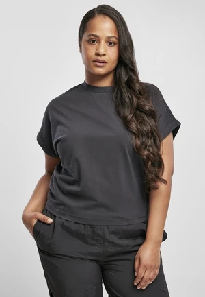 Women's T-shirt with a short pigment cut on the sleeve black