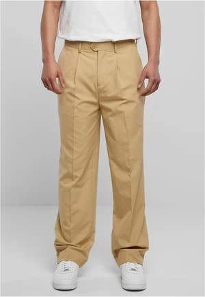 Straight pleated trousers in beige