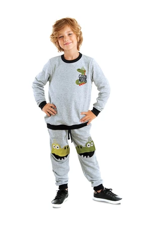 Denokids Croco Boys Gray Tracksuit Suit