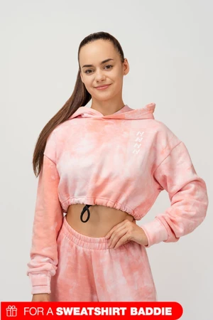 Růžová dámská vzorovaná mikina s kapucí NEBBIA Re-fresh Women’s Crop Hoodie