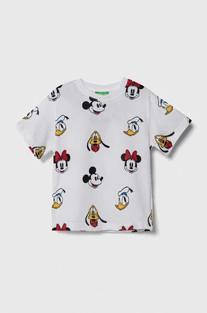 Dětské bavlněné tričko United Colors of Benetton x Disney bílá barva