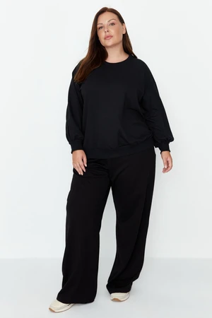 Trendyol Curve Black Wide-Cut Thin, Knitted Sweatpants