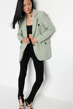 Trendyol Mint Woven Lined Double Breasted Blazer with Closure