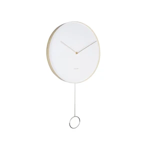 Biele nástenné kyvadlové hodiny Karlsson Pendulum, ø 34 cm