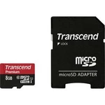 Paměťová karta microSDHC, 8 GB, Transcend Premium, Class 10, UHS-I, vč. SD adaptéru