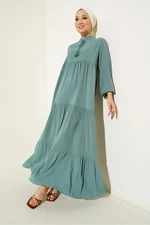 Bigdart 1627 Collar Lace-Up Hijab Dress - D. Mint