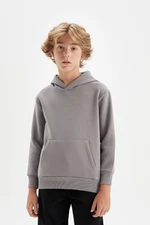 DEFACTO Boys Grey Pocket Hooded Thick School Sweatshirt