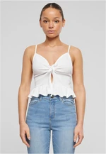 Women's top Waffle Pique Ruffle white