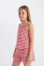 DEFACTO Girl's Striped Undershirt with Bow on the Back