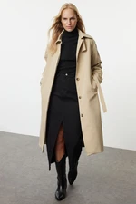 Trendyol Beige Collar Detailed Oversize Long Trench Coat