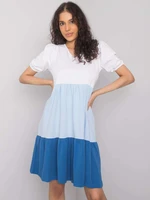 RUE PARIS White and blue cotton dress