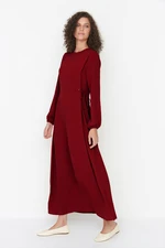 Trendyol Red Tie Waist Detail Elastic At The End Of The Sleeve Aerobin Woven Dress