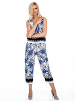 Black and blue patterned top and trousers