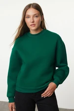 Trendyol Emerald Green Thick Inside Fleece High Collar Relaxed/Comfortable Fit Knitted Sweatshirt