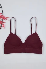 Trendyol Dark Cherry Seamless Strappy Non-wired Cupped Bralette Knit Bra