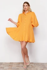 Trendyol Orange Pieced Woven Mini Shirt Dress