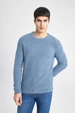 DEFACTO Blue Standard Fit Regular Cut Crew Neck Knitwear Sweater